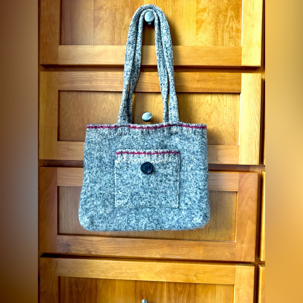 Wool sweater purse felted w/ a pocket hand made